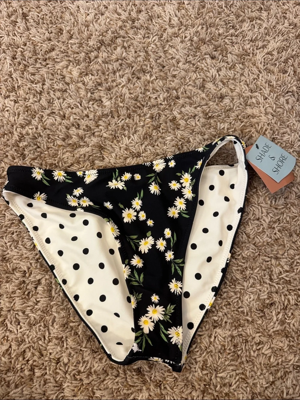 Shade & Shore Black Daisy Reversible Bikini Bottoms